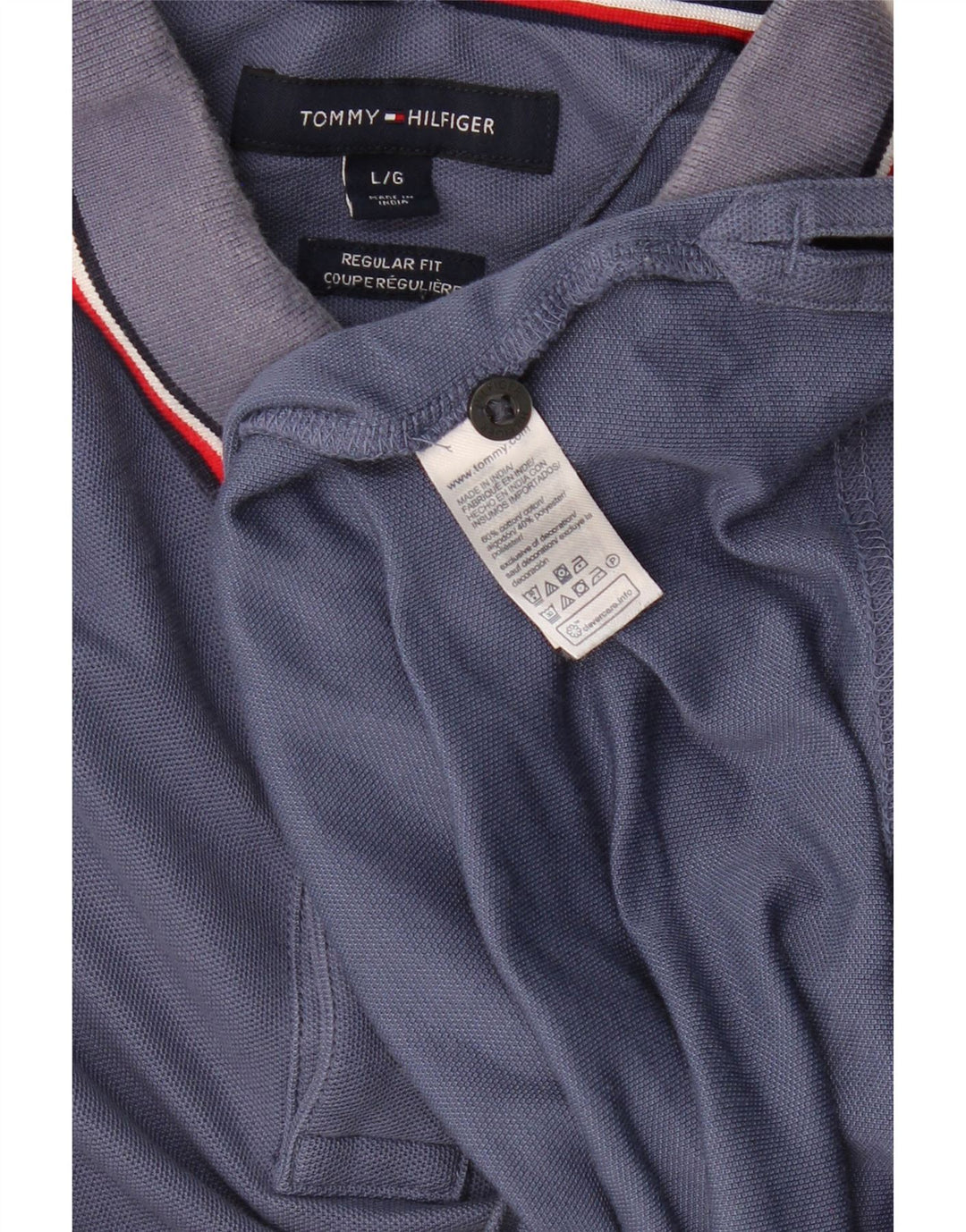 Camisa polo masculina TOMMY HILFIGER regular fit grande algodão azul marinho