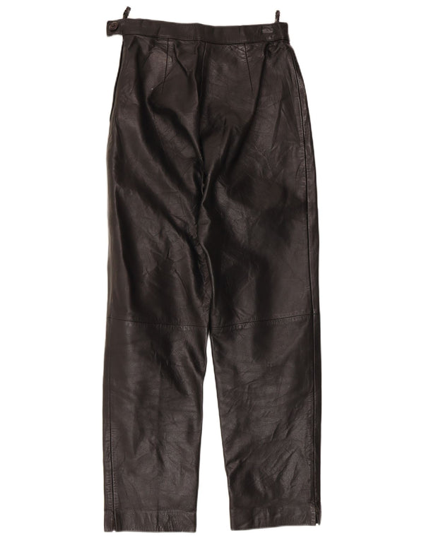 Calça feminina vintage de couro cintura alta W26 L27 preta