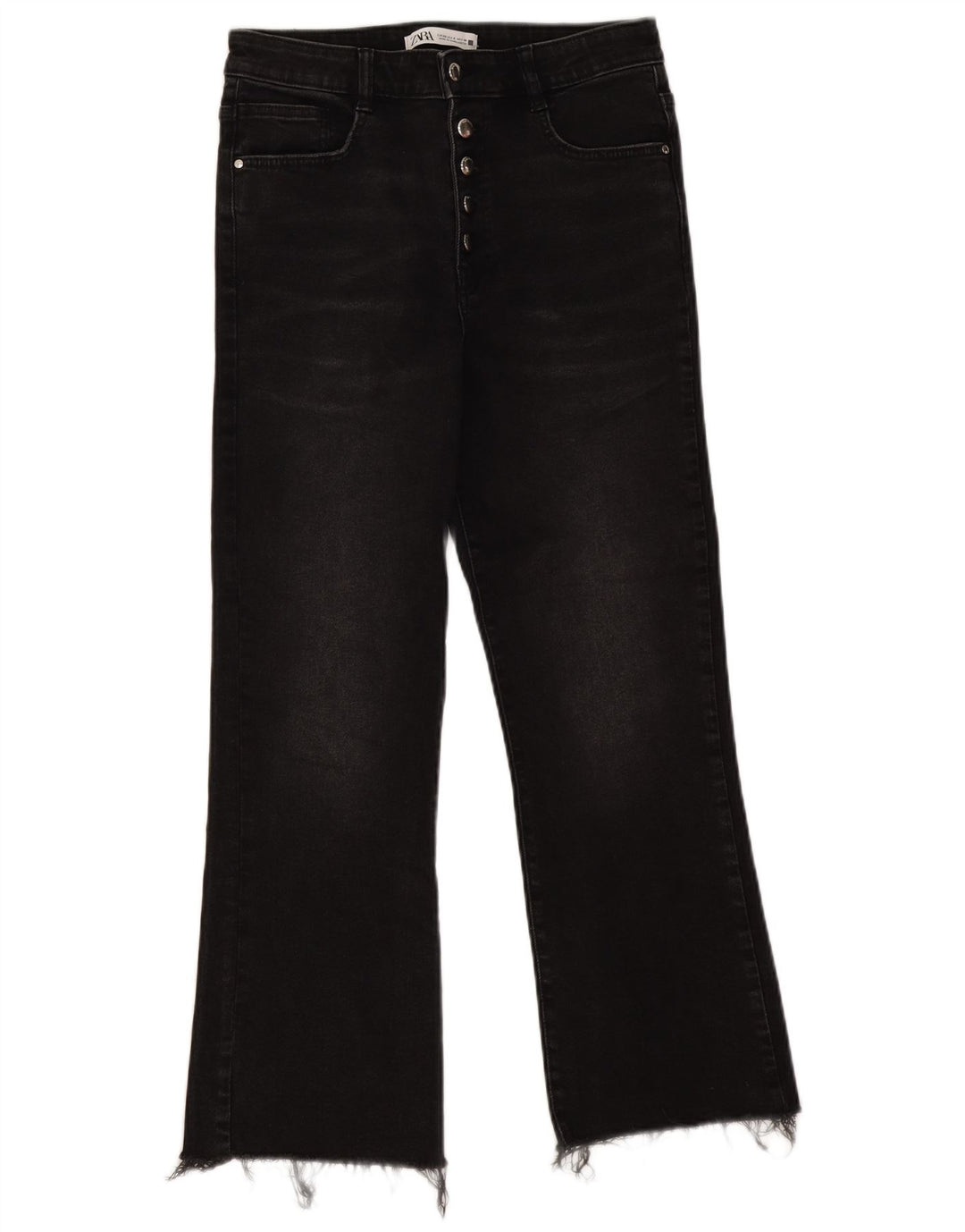 Calça jeans feminina Zara Bootcut EU 40 médio W30 L26 algodão preto