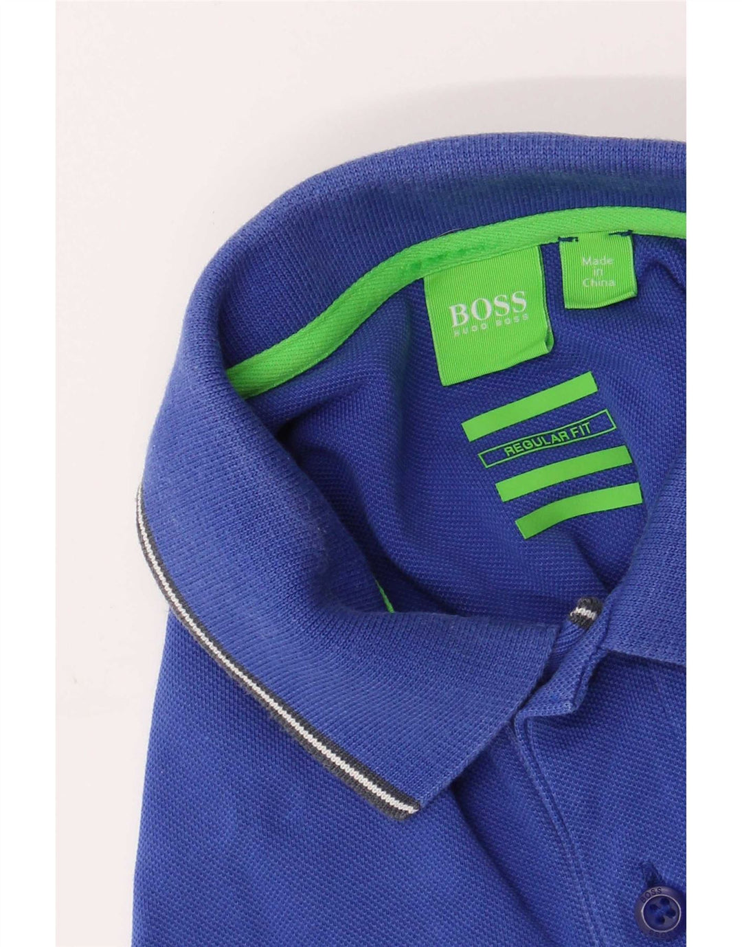 Camisa polo masculina Hugo Boss Regular Fit pequena algodão azul