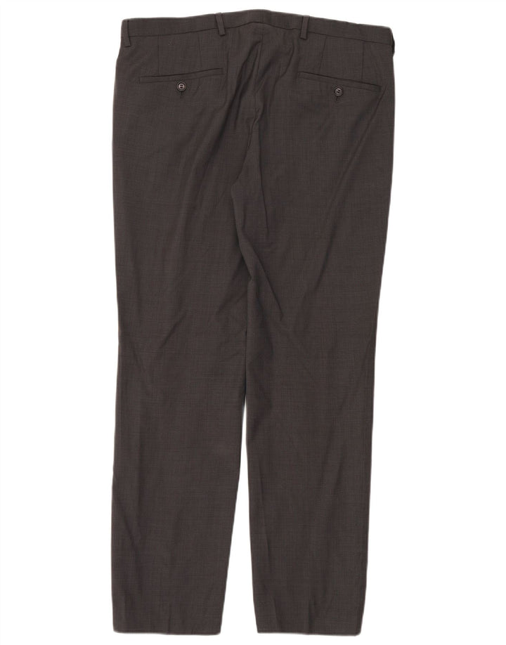 Calça masculina Hugo Boss Straight Suit IT 48 Médio W34 L30 Cinza Gingham