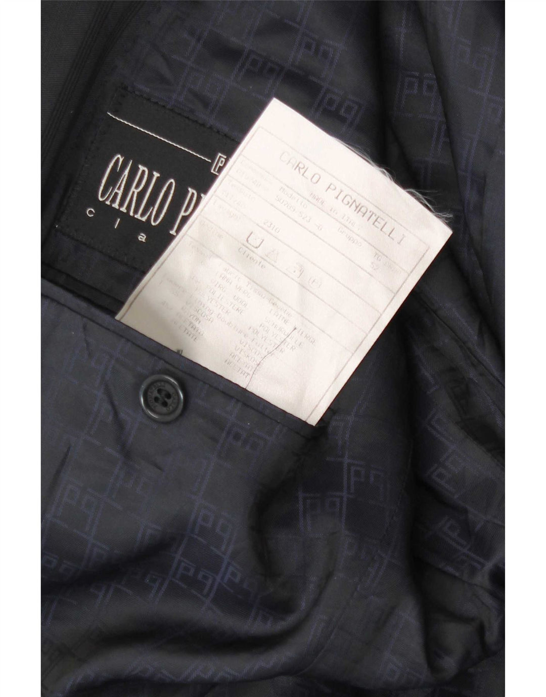 Carlo Pignatelli Jaqueta blazer masculina de 3 botões IT 52 XL risca de giz azul marinho