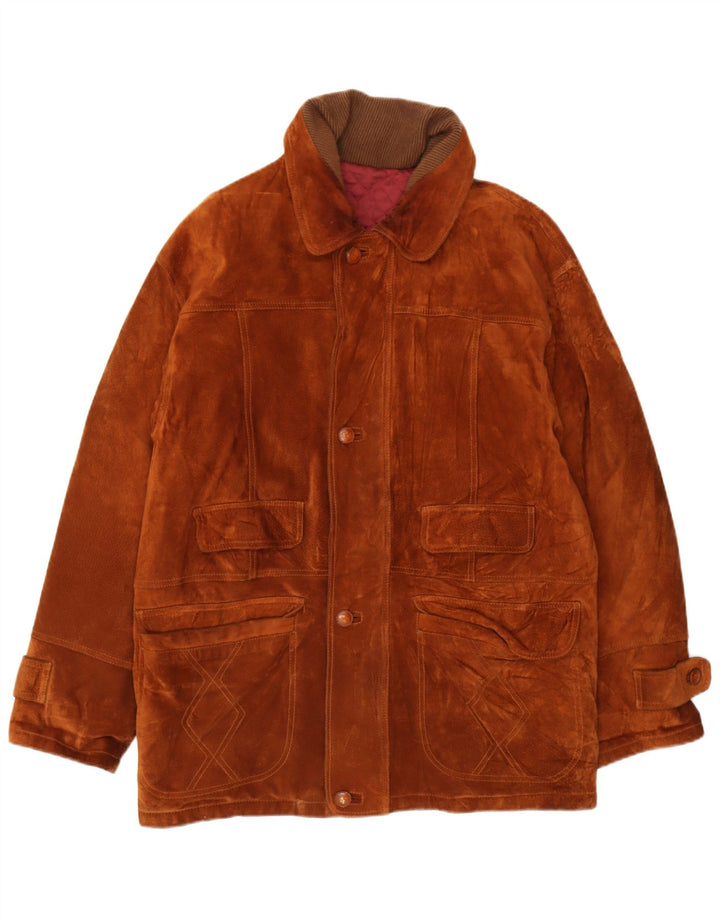 Jaqueta de couro masculina vintage IT 48 couro marrom médio