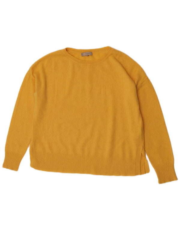 Suéter feminino Hobbs de grandes dimensões com gola canoa Reino Unido 10 caxemira amarela pequena