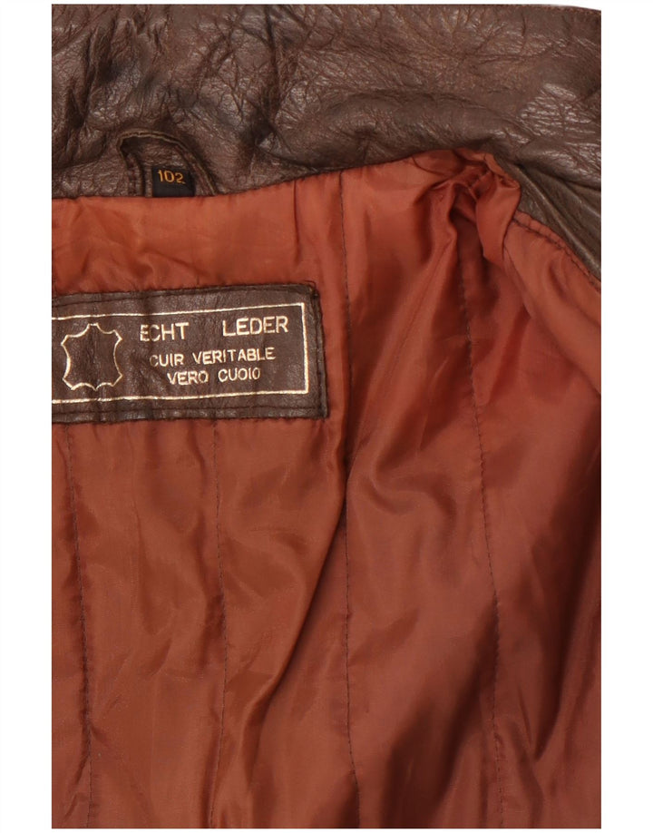 Jaqueta de couro militar masculina vintage Reino Unido 38 couro marrom médio