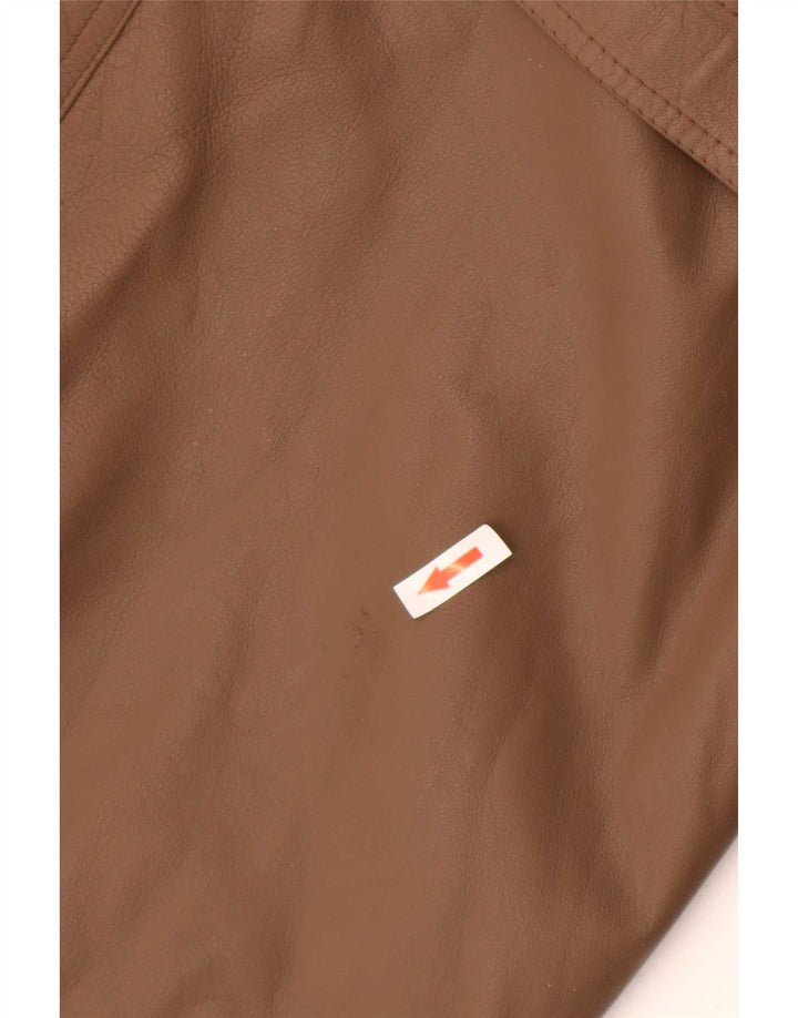 Casaco de couro masculino vintage UK 36 pequeno marrom