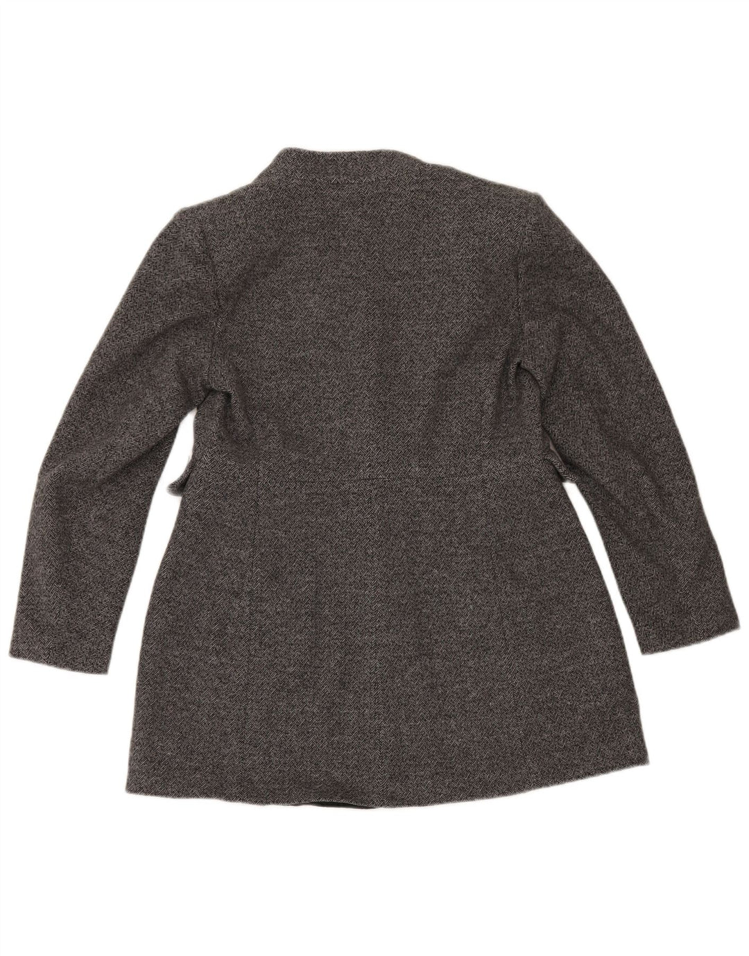 Jaqueta blazer feminina Zara com 1 botão Reino Unido 16 grande algodão espinha de peixe cinza
