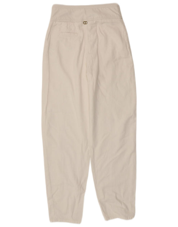 Calça feminina Twinset cintura alta cônica casual W28 L30 algodão branco