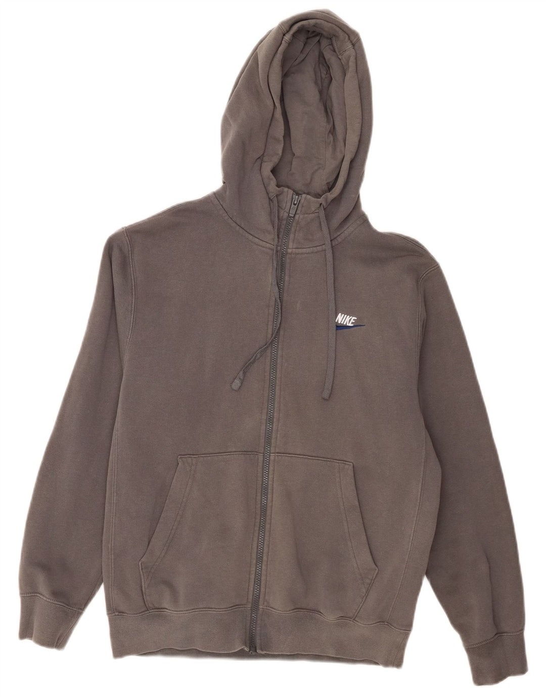 Suéter masculino NIKE com capuz e zíper pequeno cinza algodão