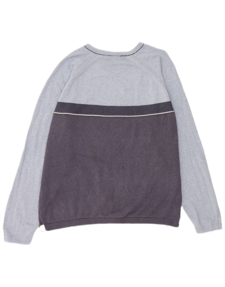Suéter masculino Gap com decote em V e algodão colorblock azul médio