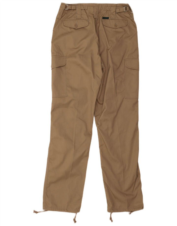 Calças cargo retas masculinas vintage W32 L32 poliéster bege