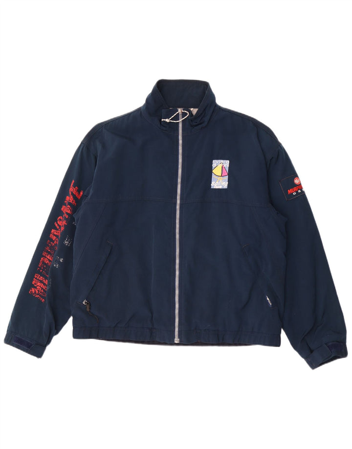 Jaqueta bomber gráfica masculina MURPHY & NYE Reino Unido 40 grande poliéster azul marinho
