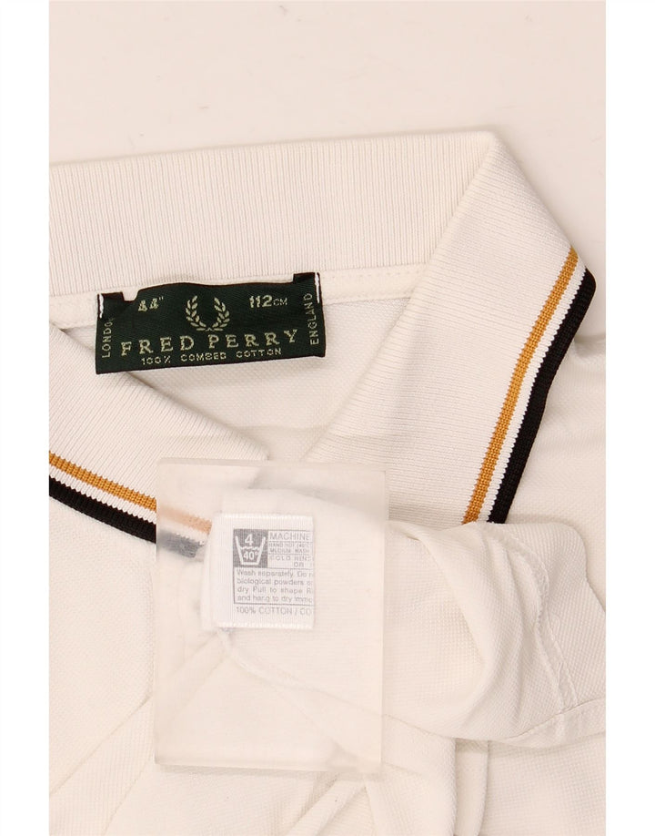 Camisa polo masculina Fred Perry de algodão branco médio