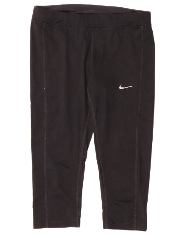 Nike Womens Dri Fit Capri Leggings UK 10 Pequeno Preto Poliéster Esportes