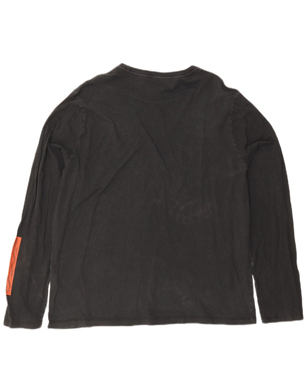 All Saints Camiseta masculina de ajuste relaxado manga comprida 2XL preto colorblock