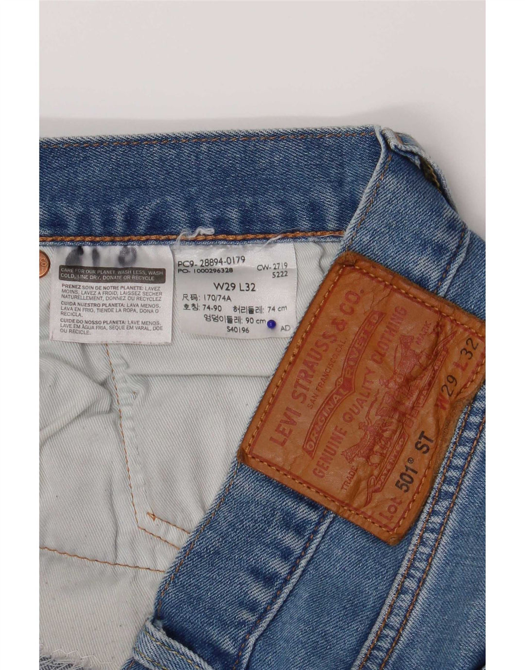 Calça jeans feminina Levi's 501 Straight W29 L32 azul