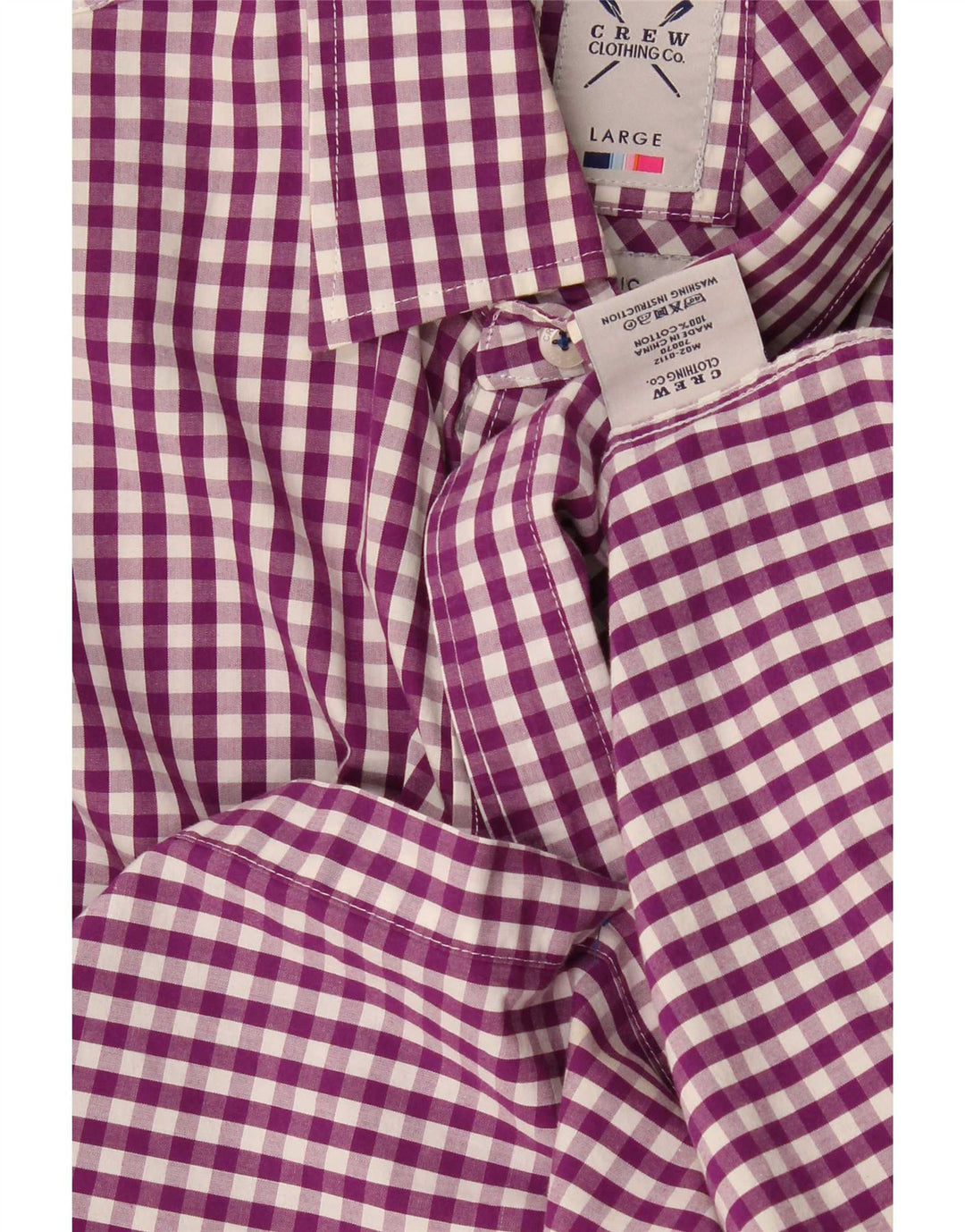 Camisa masculina Crew Clothing grande algodão guingão roxo
