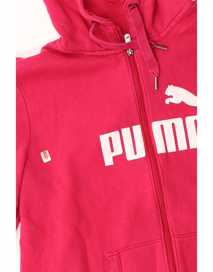 PUMA Womens Graphic Zip Hoodie Sweater UK 14 Large Pink Cotton Vintage Puma and Second-Hand Puma from Messina Hembry 