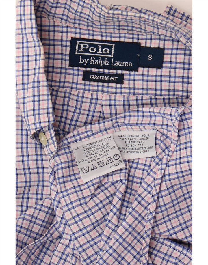 Camisa masculina POLO RALPH LAUREN de ajuste personalizado pequeno algodão xadrez azul
