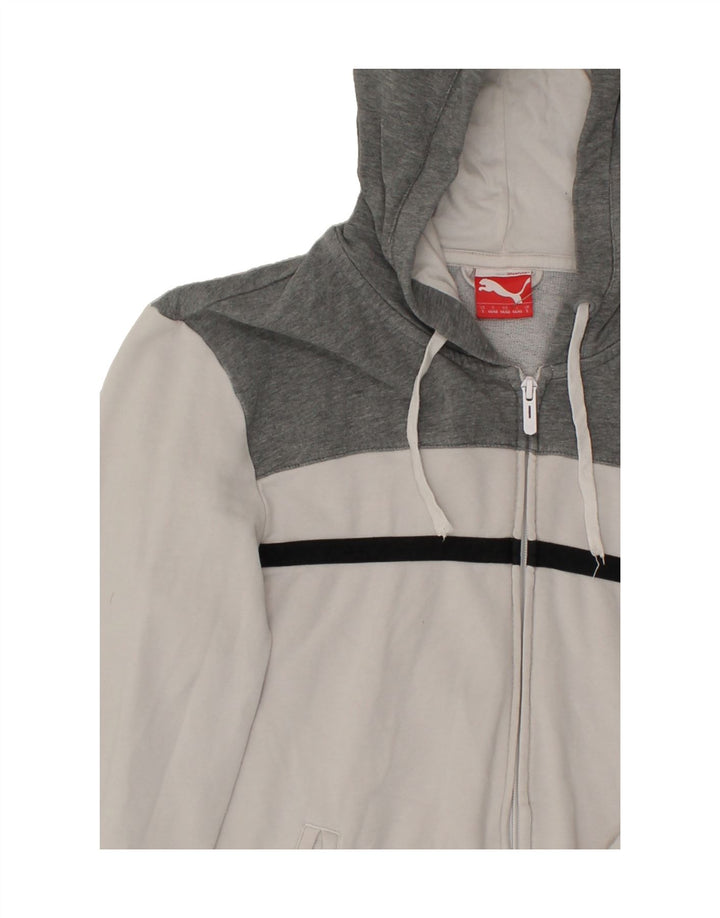 PUMA Mens Zip Hoodie Sweater Small Grey Colourblock Vintage Puma and Second-Hand Puma from Messina Hembry 