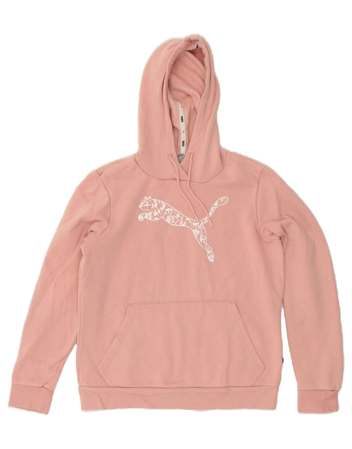 PUMA Womens Graphic Hoodie Jumper UK 14 Medium Pink Cotton Vintage Puma and Second-Hand Puma from Messina Hembry 