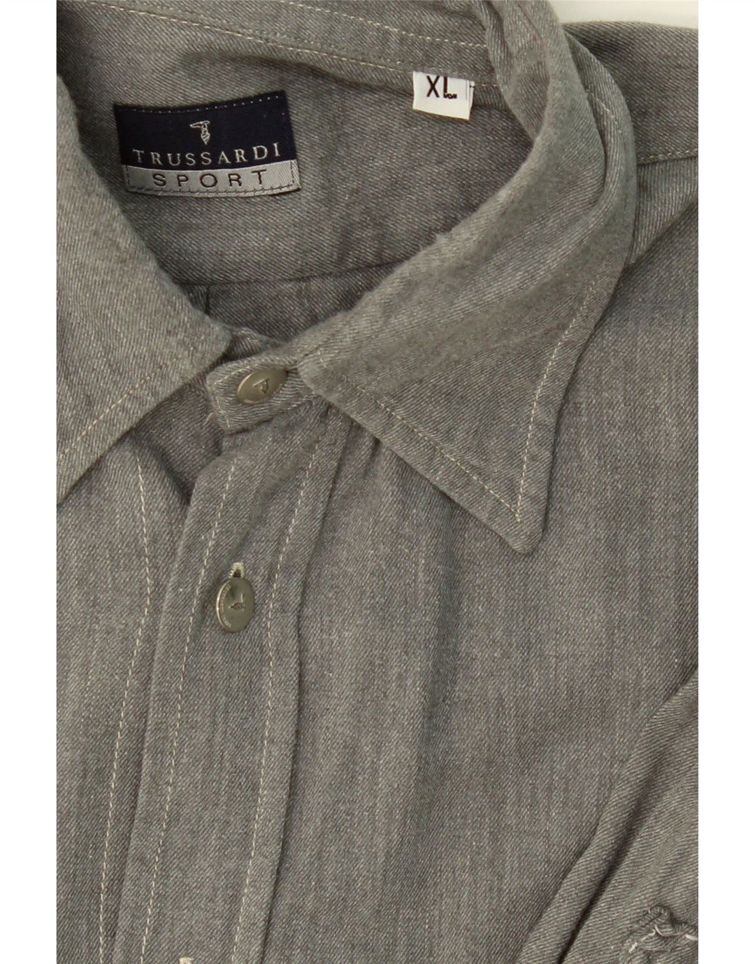 TRUSSARDI Mens Flannel Shirt XL Grey Cotton Vintage Trussardi and Second-Hand Trussardi from Messina Hembry 