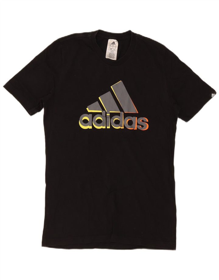 Adidas Mens Graphic T-Shirt Top Pequeno Algodão Preto