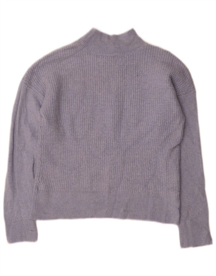 Suéter feminino Hobbs com gola tartaruga e gola alta Reino Unido 12 viscose azul médio