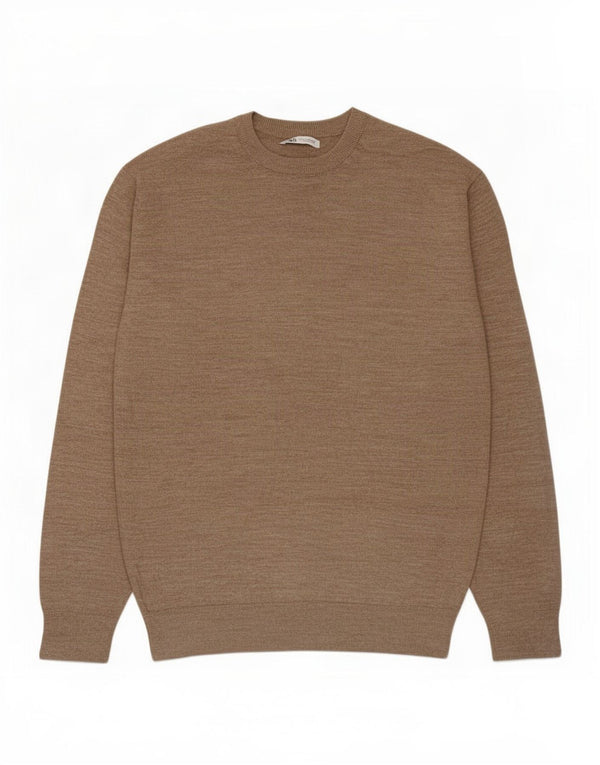 Zara Suéter masculino com gola redonda e acrílico marrom médio