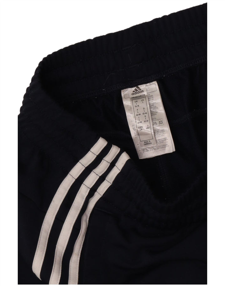 Calça de treino feminina Adidas UK 16/18 grande azul marinho poliéster