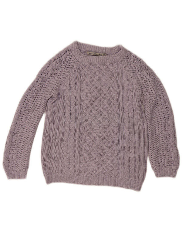 Suéter feminino Zara com gola redonda e gola redonda, Reino Unido 10, pequeno, roxo, acrílico