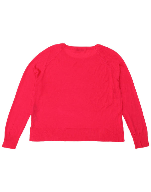 Zara Suéter feminino oversized com gola redonda Reino Unido 10 pequeno rosa viscose