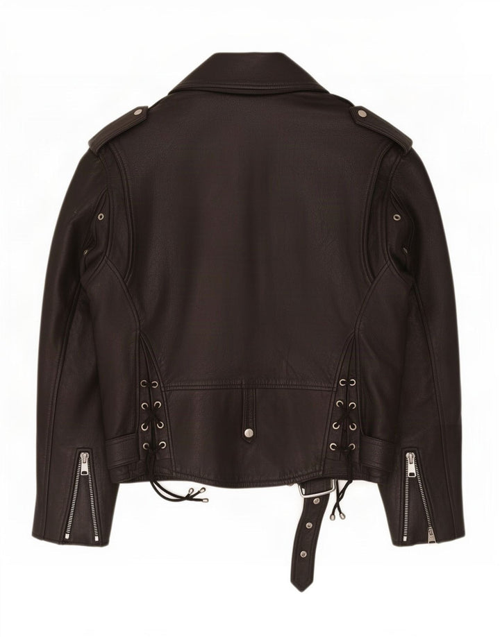 Jaqueta masculina de couro para motociclista Bomb Boogie Reino Unido 40 grande preta