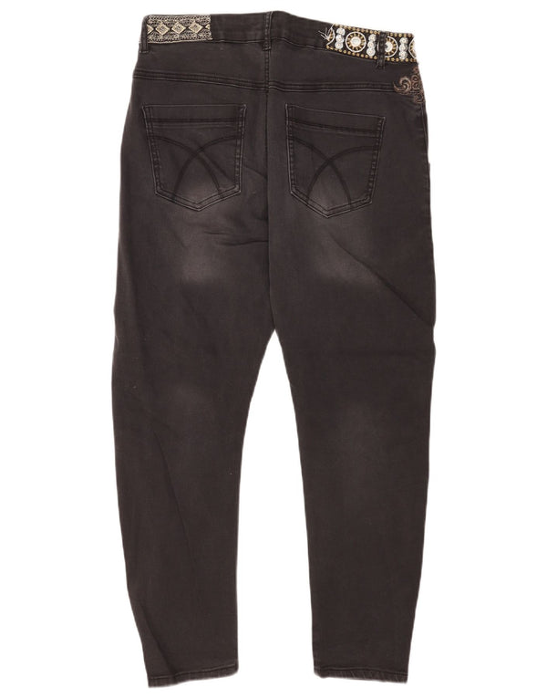 Desigual Jeans feminino corte desgastado slim W30 L25 algodão preto