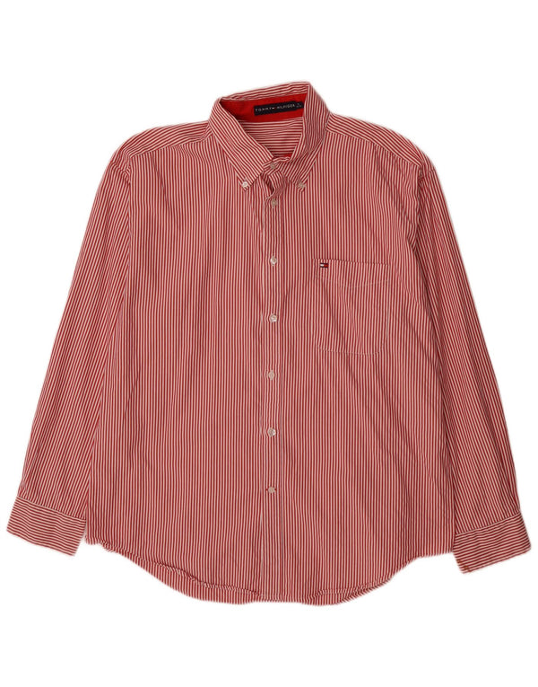 Camisa masculina Tommy Hilfiger XL listrada vermelha de algodão