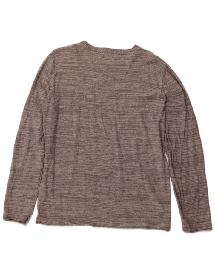 JACK & JONES Top masculino de manga comprida grande algodão cinza