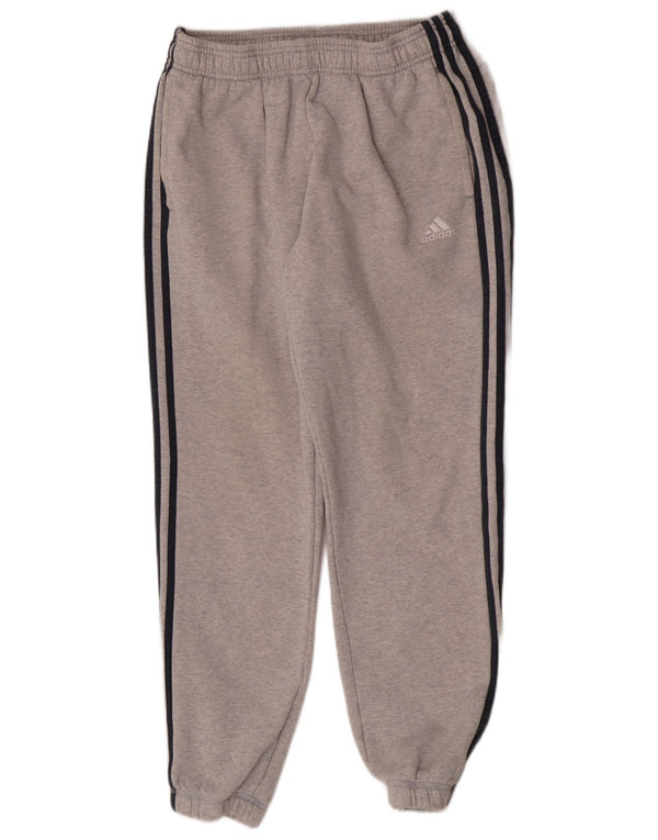 Calça de treino feminina Adidas Joggers UK 12 algodão manchado cinza médio