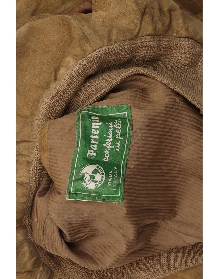 Jaqueta bomber masculina VINTAGE de camurça Reino Unido 38 couro bege médio