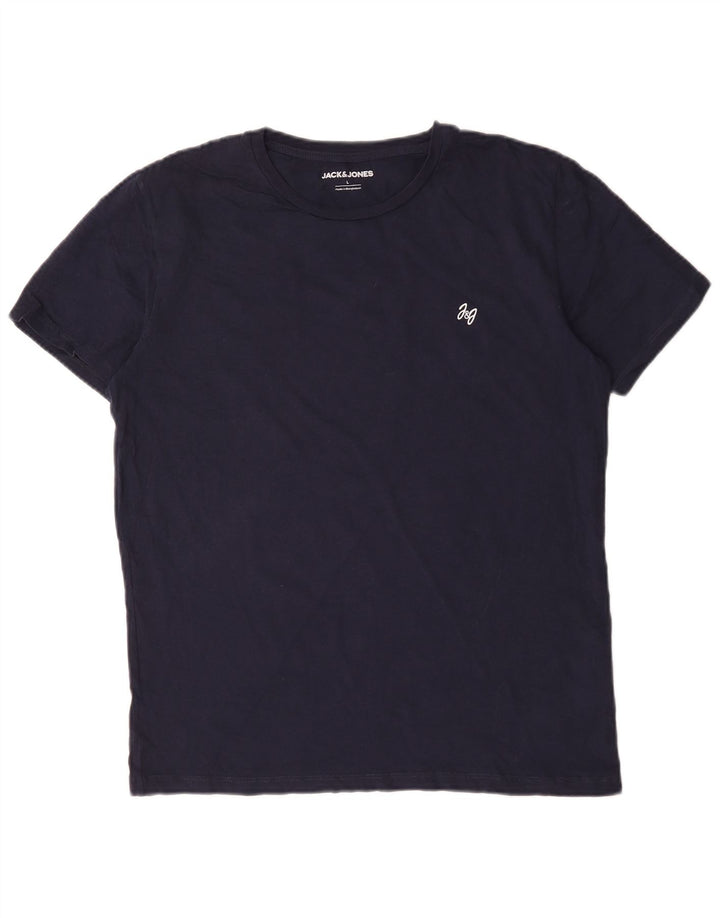 Camiseta masculina Jack & Jones grande algodão azul marinho