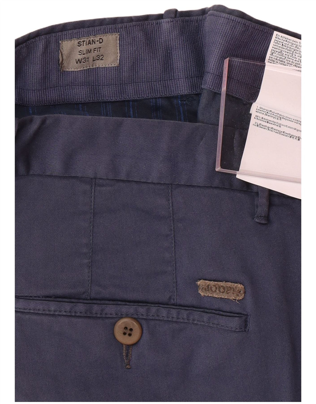 Calça chino masculina JOOP Slim Fit W31 L32 algodão azul marinho