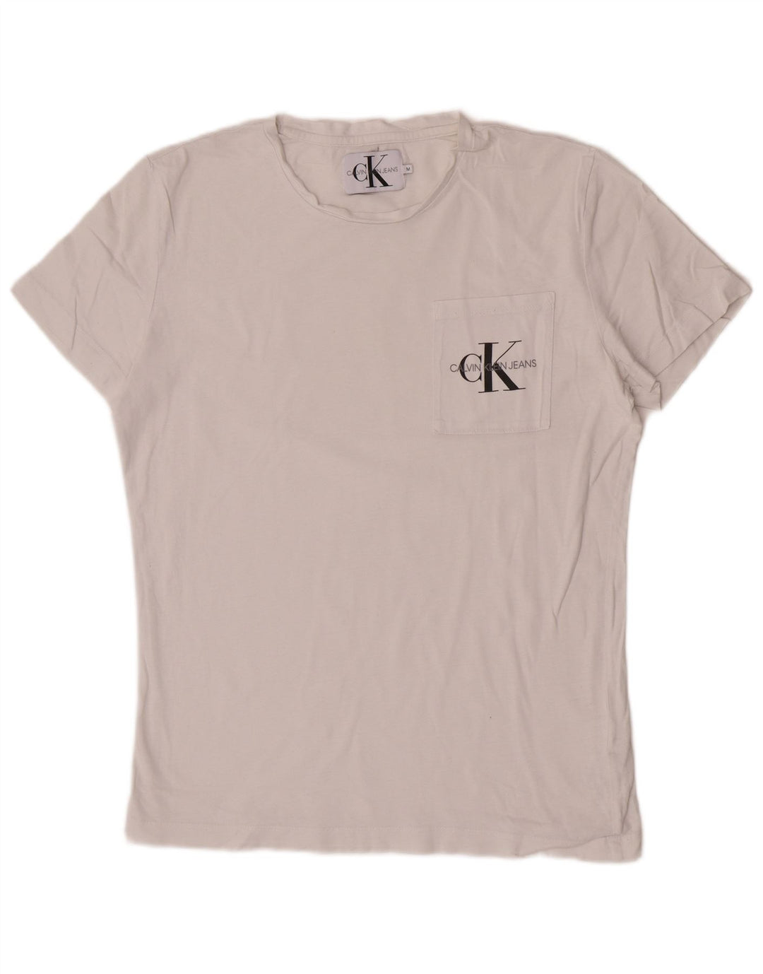 Camiseta masculina Calvin Klein Jeans manga curta regular top médio branco