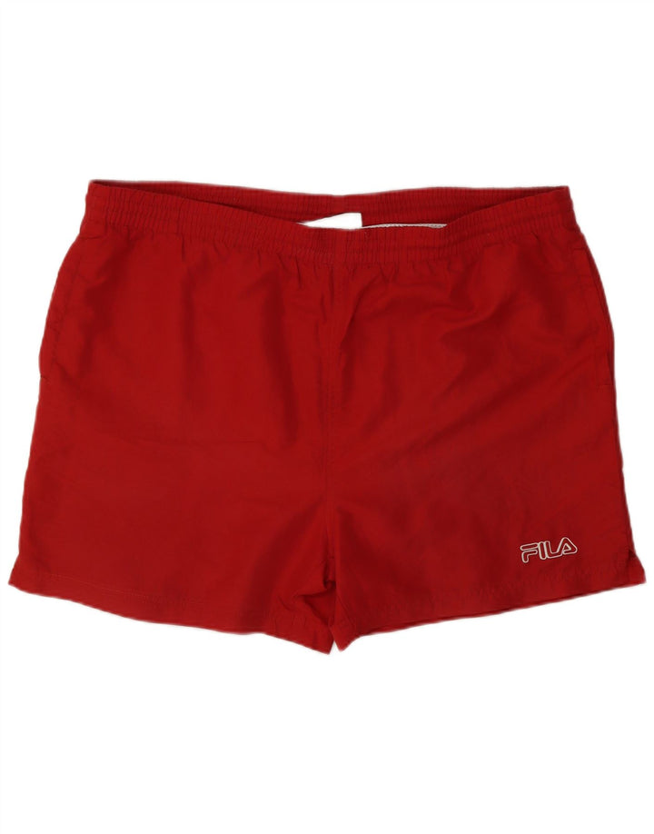 Fila Mens Natação Shorts Médio Poliéster Vermelho