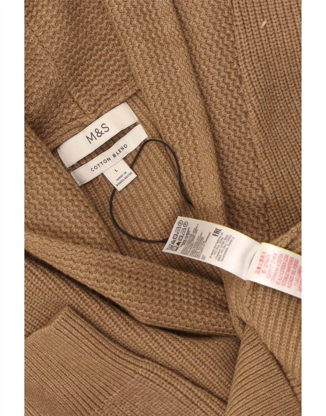 Suéter cardigã masculino Marks & Spencer grande poliéster marrom