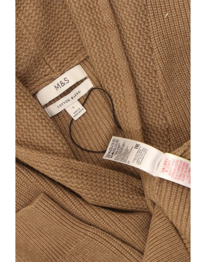 Suéter cardigã masculino Marks & Spencer grande poliéster marrom