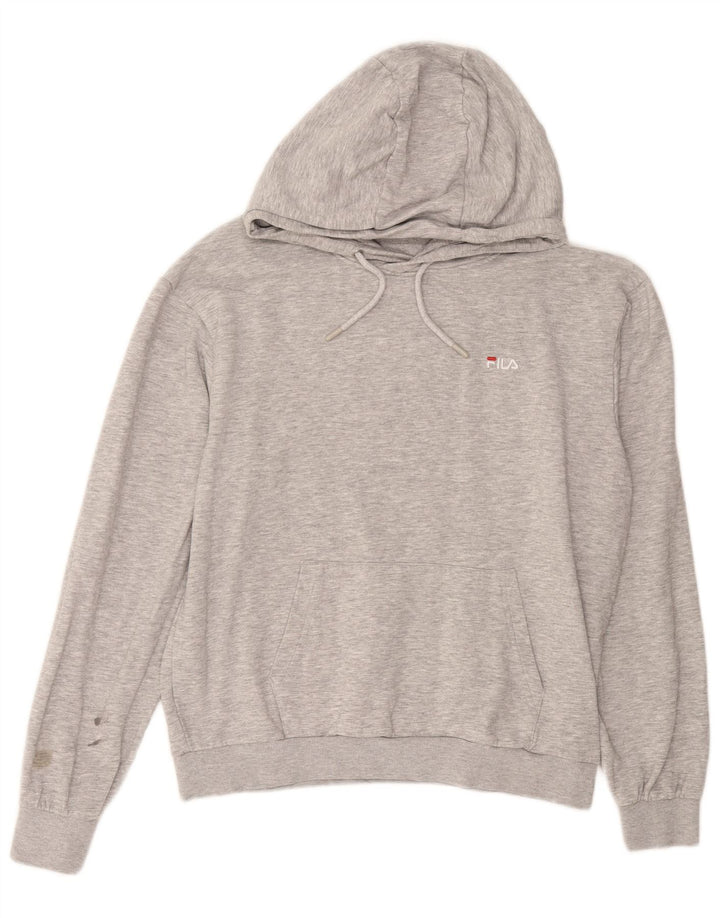 FILA Suéter masculino com capuz e algodão cinza pequeno
