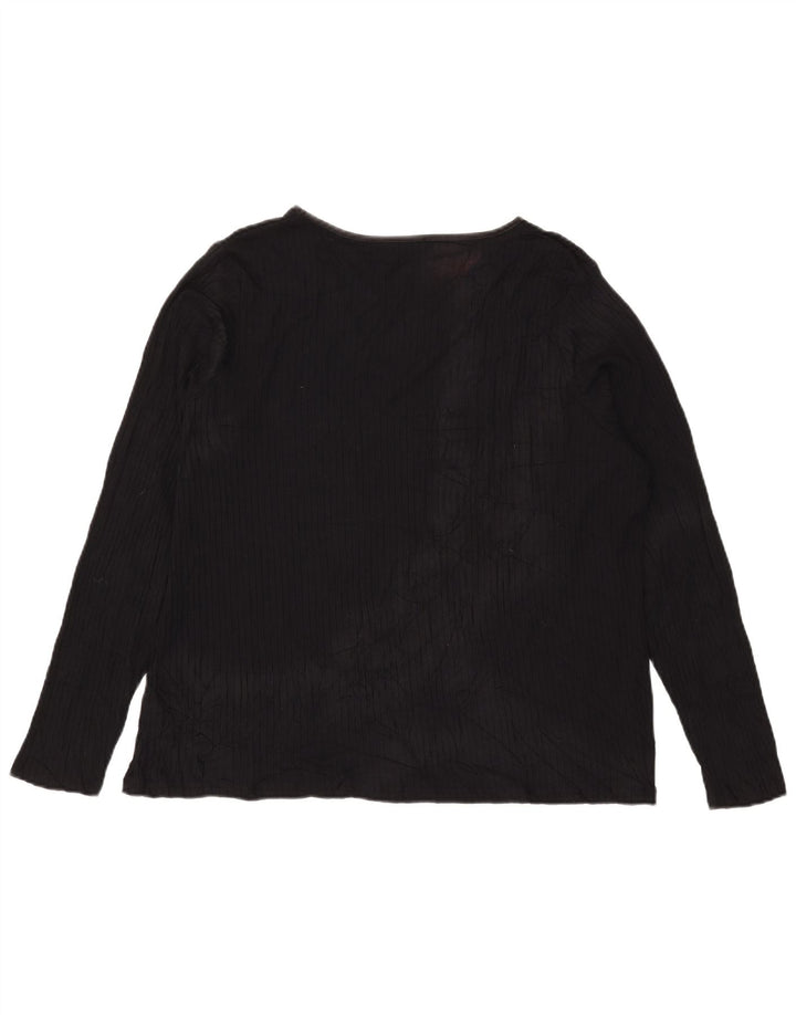 Top feminino Marks & Spencer manga comprida UK 24 4XL preto viscose