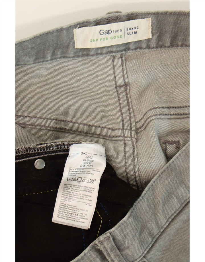 Jeans Slim Masculino Gap W30 L32 Algodão Cinza