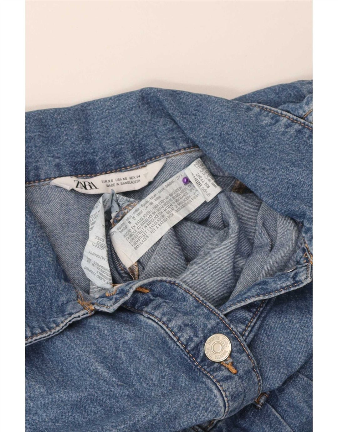 Zara Womens Denim Playsuit UK 4 XS Azul Algodão