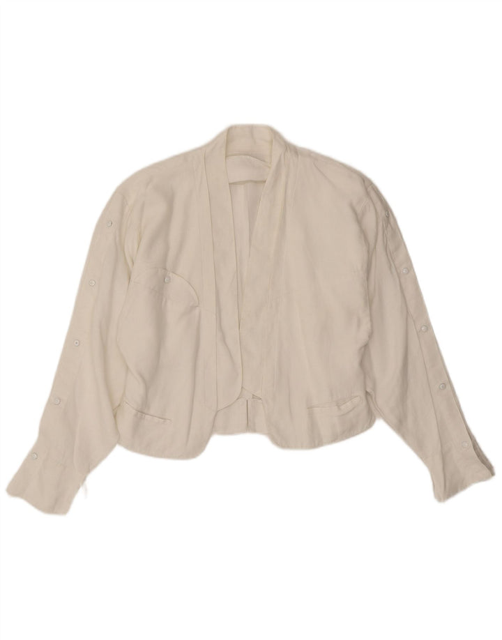 Jaqueta blazer feminina Claude Montana UK 12 linho branco médio