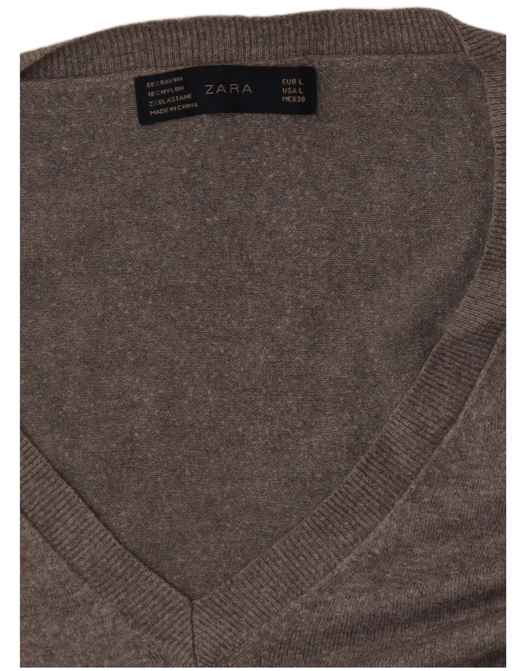 Suéter masculino Zara com decote em V grande rayon cinza manchado